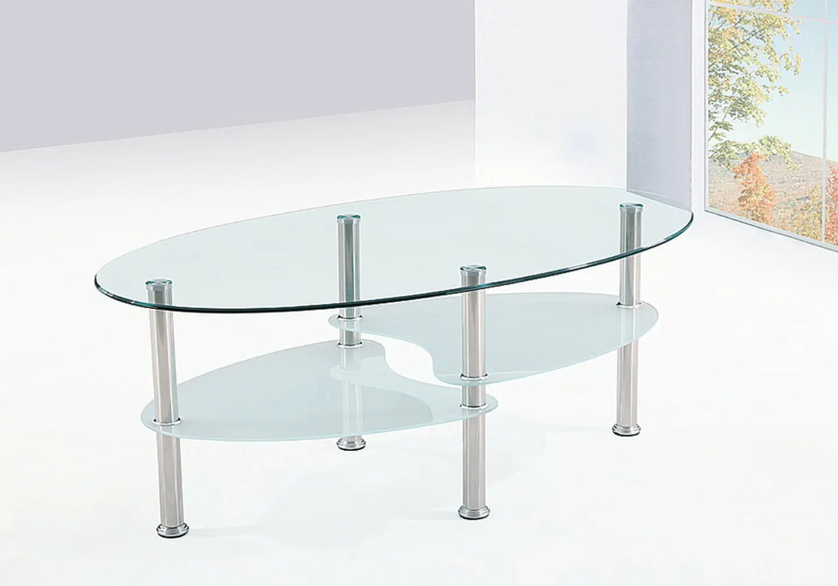 Table basse ovale verre trempé 3 plateaux | Lyra