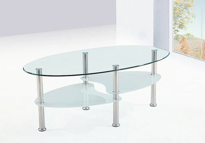 Table basse ovale verre trempé 3 plateaux | Lyra