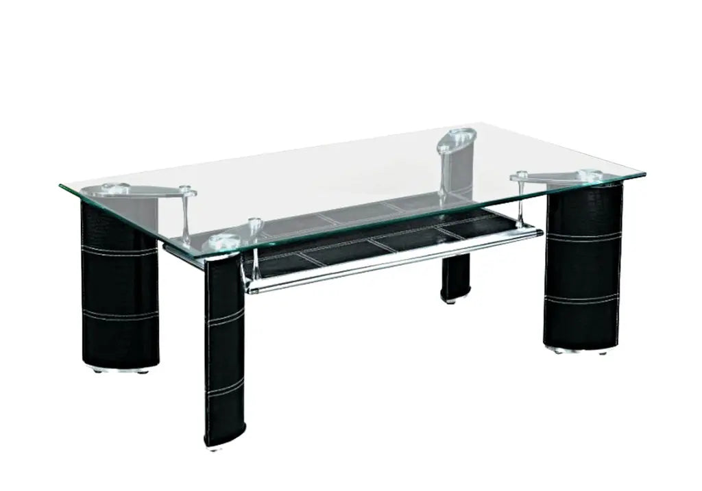 Table basse verre trempé double plateau noir | Aven