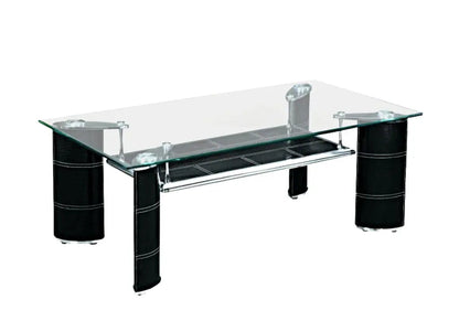 Table basse verre trempé double plateau noir | Aven