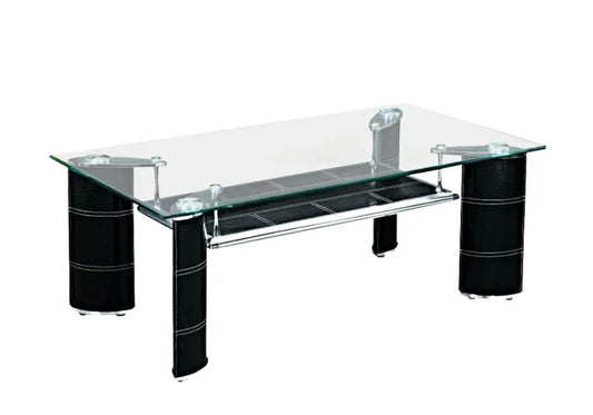 Table basse verre trempé double plateau noir | Aven