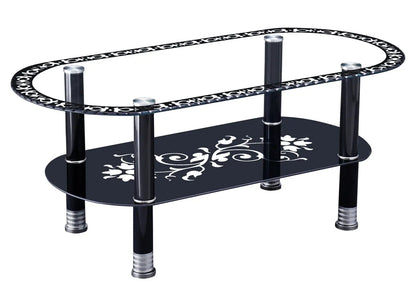 Table basse double plateau verre trempé noir | Nixo