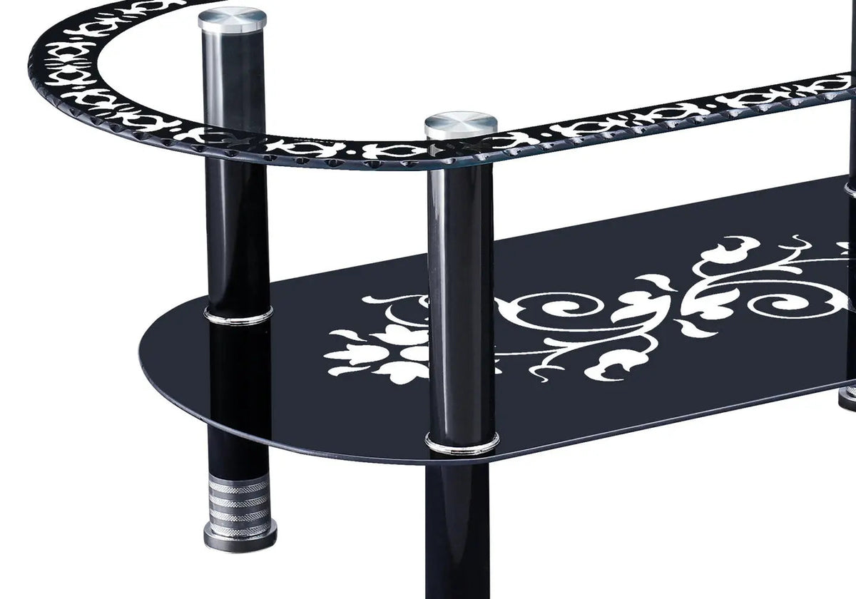 Table basse double plateau verre trempé noir | Nixo