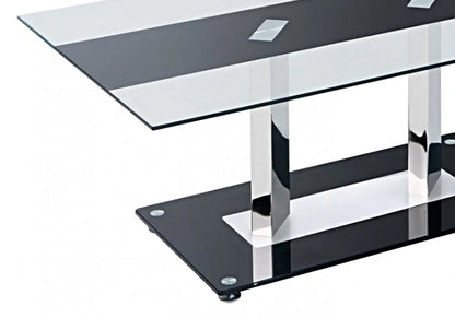 Table basse design verre trempé noir et chromé | Niva