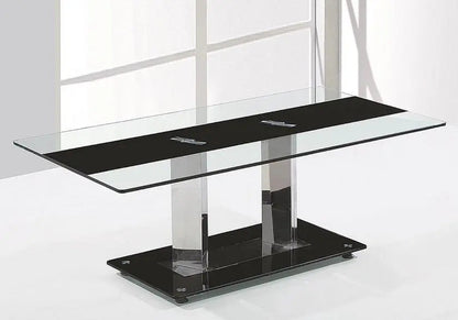 Table basse design verre trempé noir et chromé | Niva