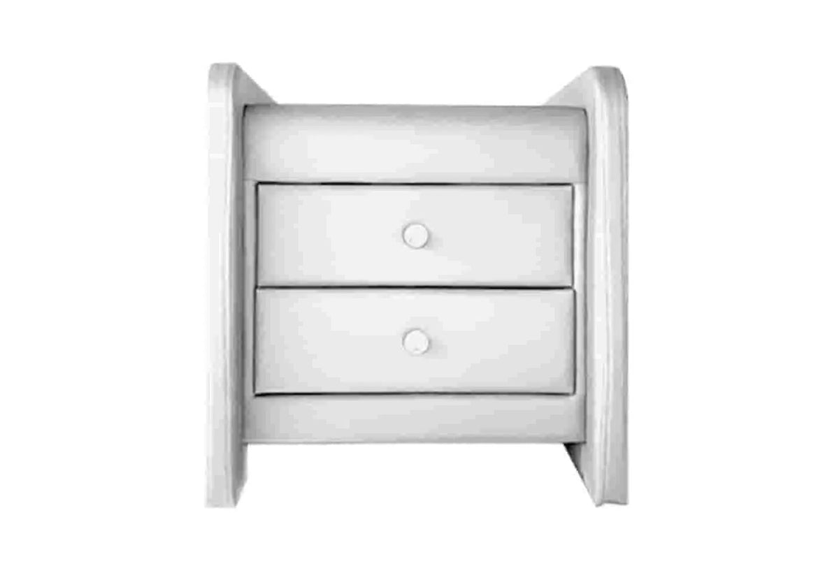 Table de chevet design simili blanc 2 tiroirs | Lido