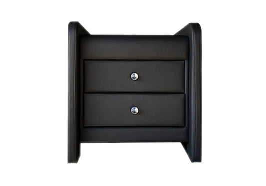 Table de chevet design simili noir 2 tiroirs | Lido