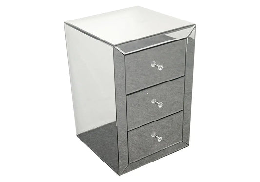 Table de chevet miroir blanc design et épurée | Nuvio