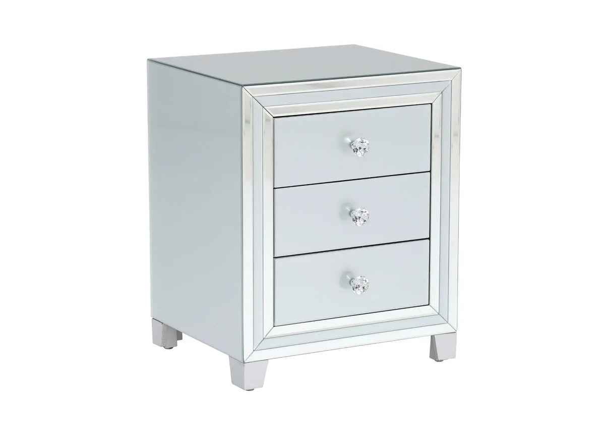 Table de chevet miroir blanc au design moderne | Dune