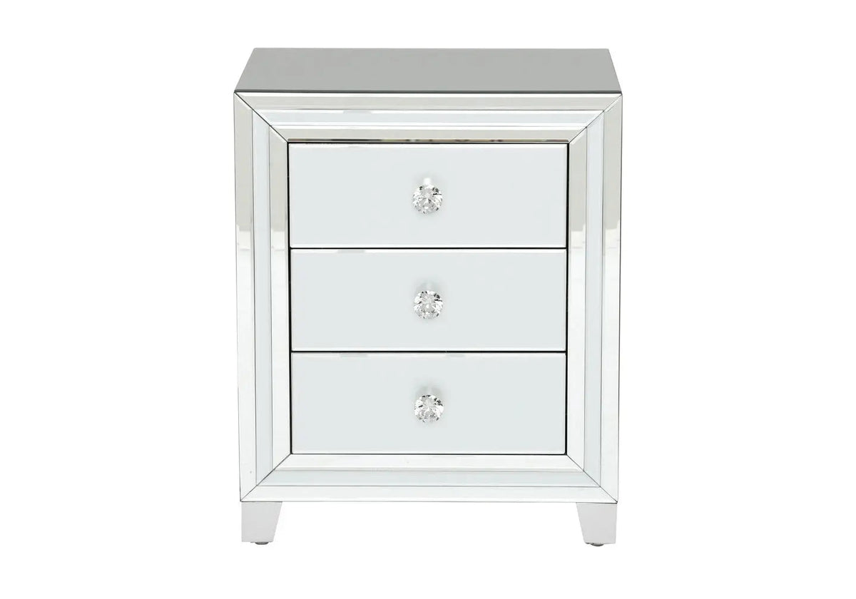 Table de chevet miroir blanc au design moderne | Dune