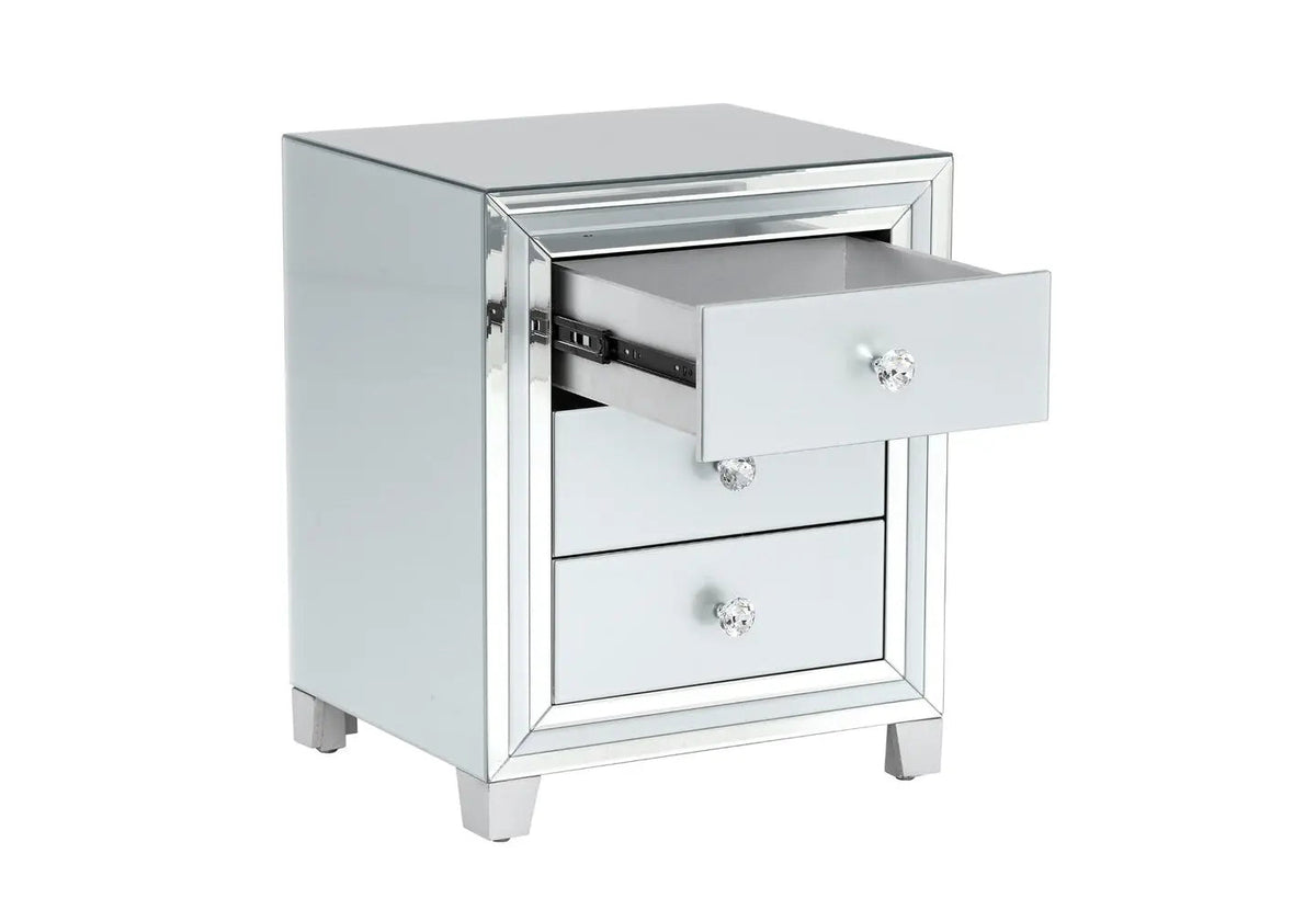 Table de chevet miroir blanc au design moderne | Dune