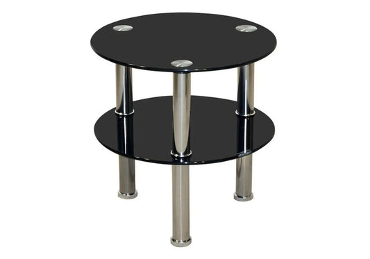 Table d'appoint verre trempé noir et chromé | Zane