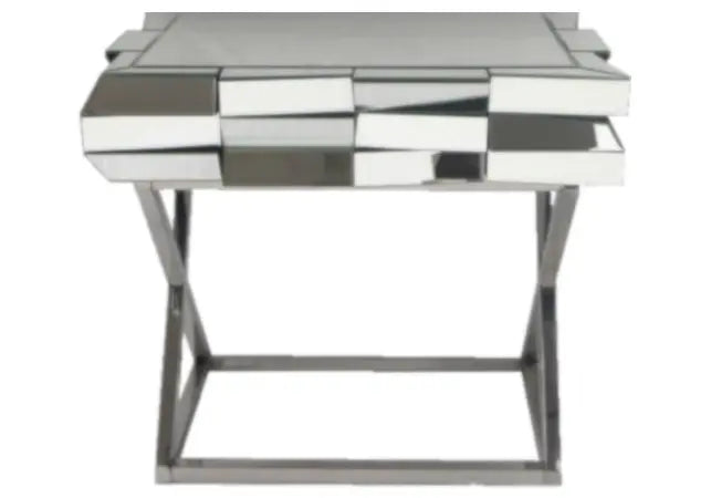 Table de chevet en miroir avec pied chromé | Caelis