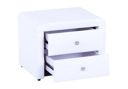 Table de chevet simili blanc avec 2 tiroirs | Cora
