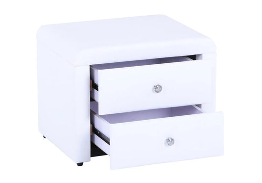 Table de chevet simili blanc avec 2 tiroirs | Cora