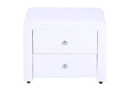 Table de chevet simili blanc avec 2 tiroirs | Cora
