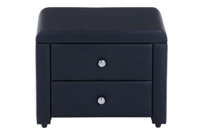 Table de chevet simili noir avec 2 tiroirs | Cora