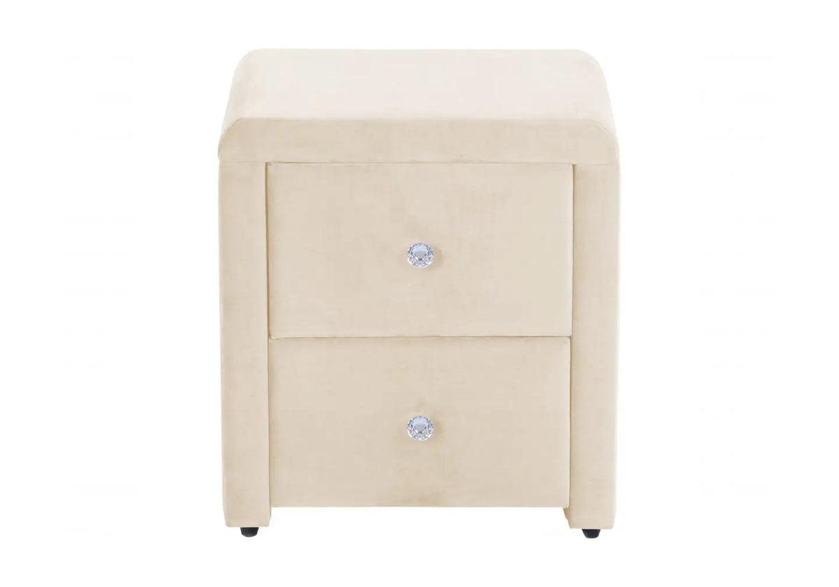 Table de chevet en beige avec 2 tiroirs | Cora