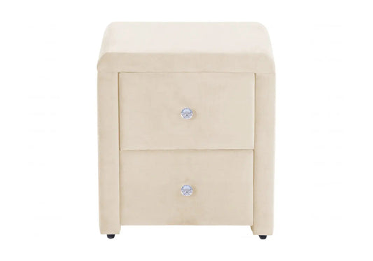 Table de chevet en beige avec 2 tiroirs | Cora