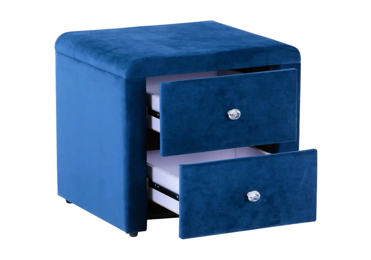 Table de chevet en bleu avec 2 tiroirs | Cora