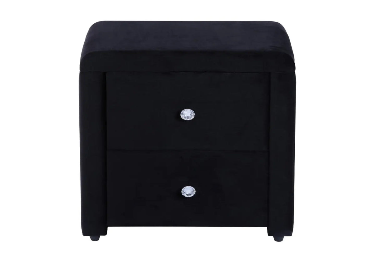 Table de chevet en noir avec 2 tiroirs | Cora
