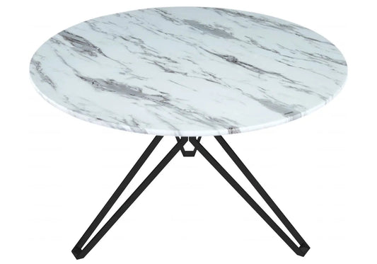 Ensemble table noire et chaises effet marbre blanc | Zelix