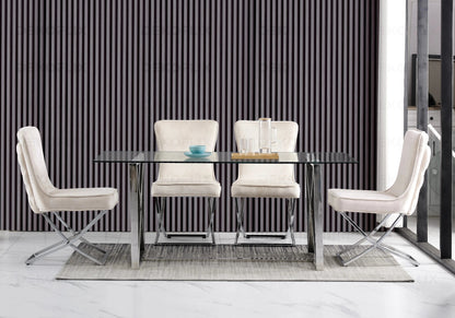 Lot de 2 chaises capitonnées velours écru | Korva