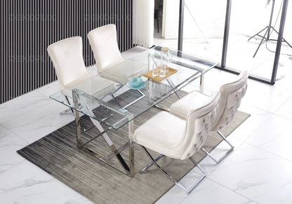 Lot de 2 chaises capitonnées velours écru | Korva