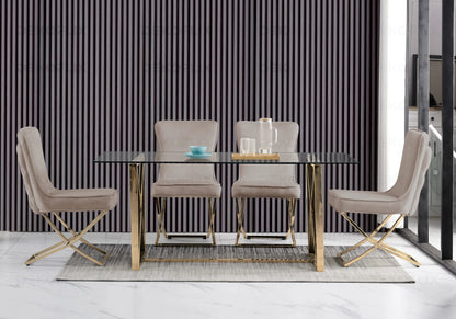 Lot de 2 chaises velours capitonnées taupe | Korva