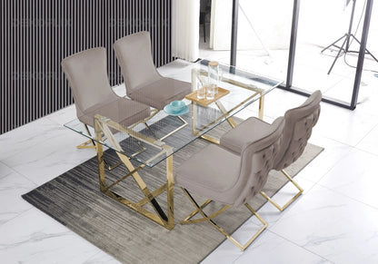 Lot de 2 chaises velours capitonnées taupe | Korva