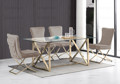 Lot de 2 chaises velours capitonnées taupe | Korva