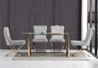 Table verre et 4 chaises anthracite | Nexa