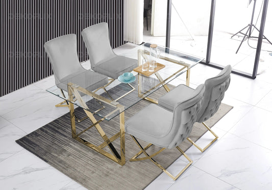 Table verre et 4 chaises anthracite | Nexa
