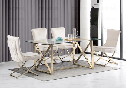 Lot de 2 chaises velours écru capitonnées | Korva
