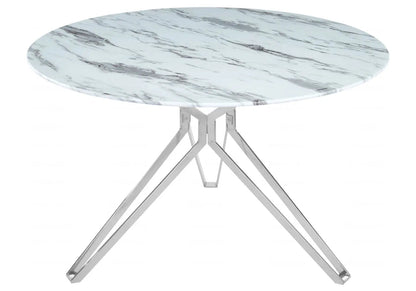 Ensemble table ronde et chaises marbre blanc | Zelix