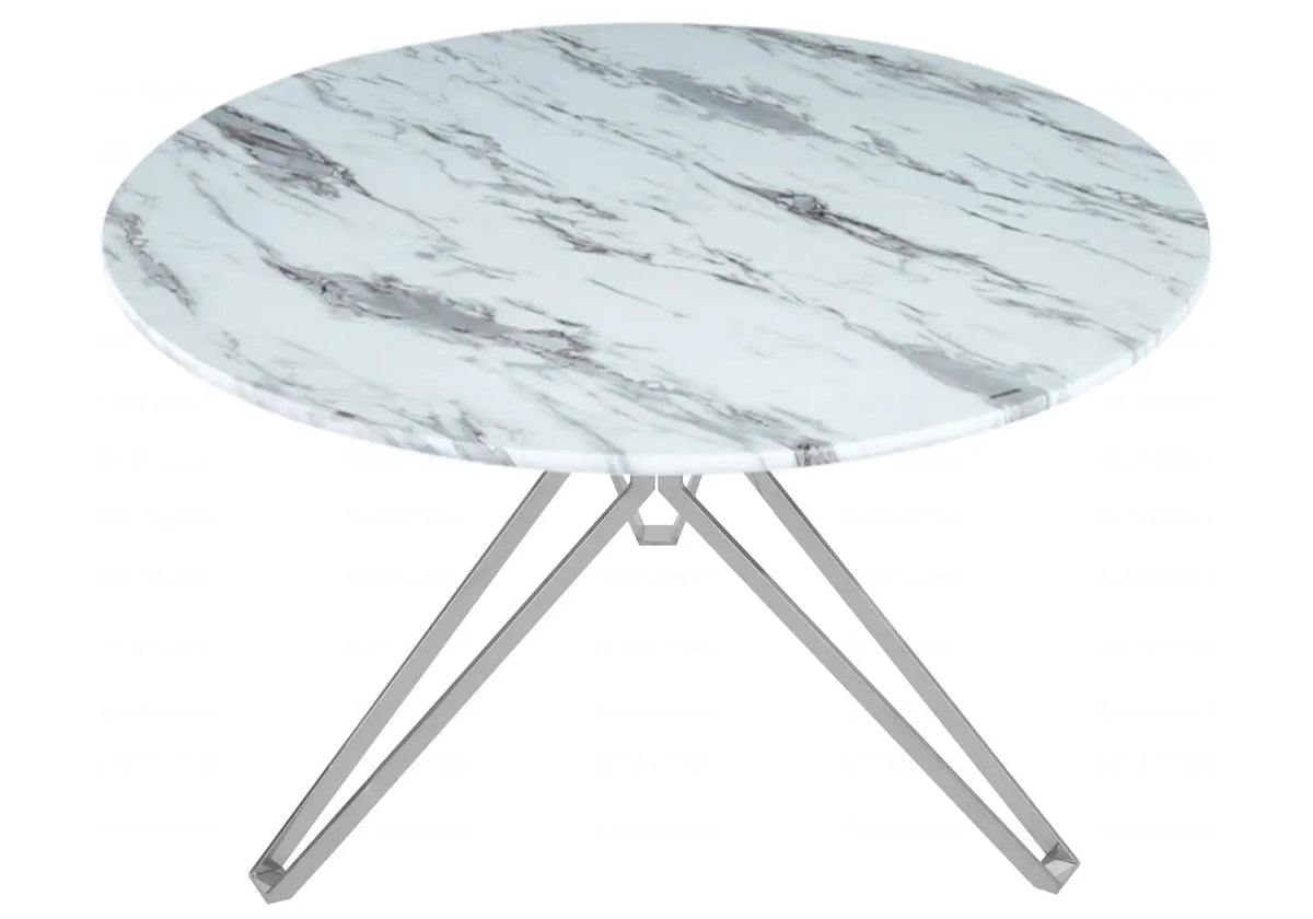 Ensemble table ronde et chaises marbre blanc | Zelix