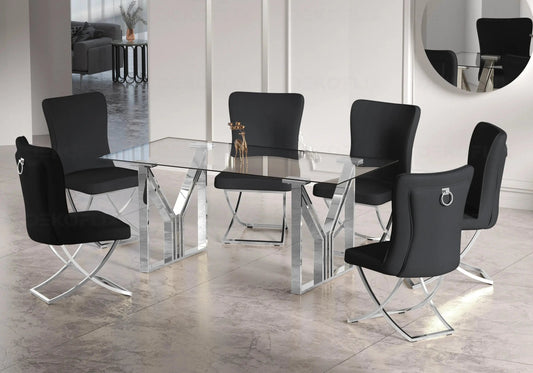 Table et chaises salle à manger noir | Zelta