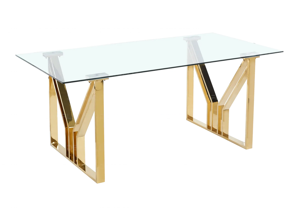 Table et chaises salle à manger noires et dorées | Zelta