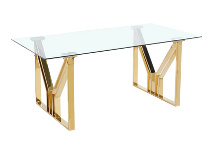 Table et chaises salle à manger noires et dorées | Zelta