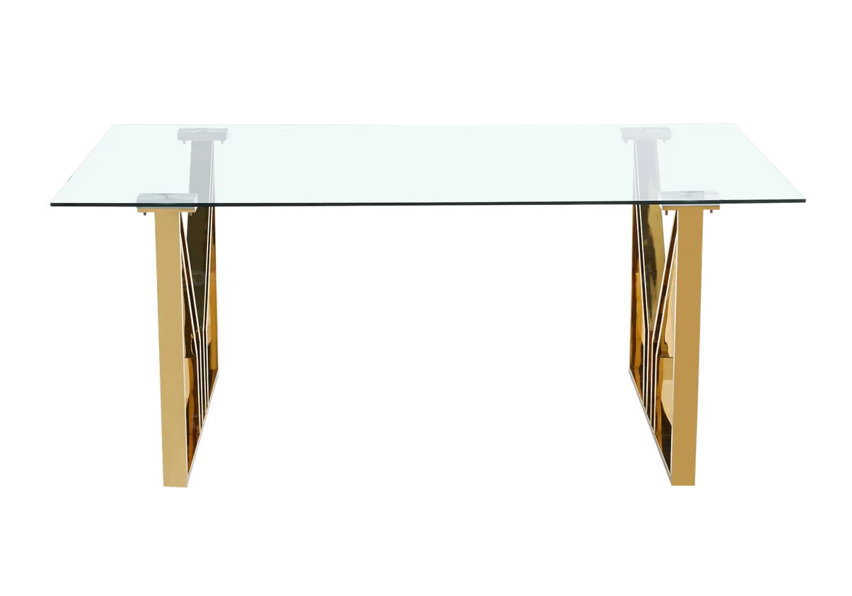 Table et chaises salle à manger noires et dorées | Zelta