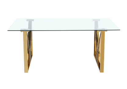 Table et chaises salle à manger noires et dorées | Zelta