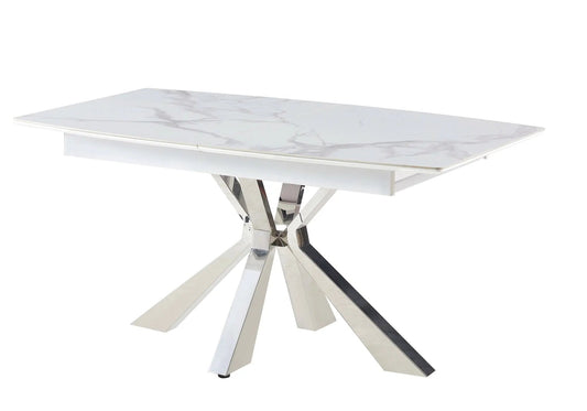 Table à manger extensible céramique marbre blanc | Solvix