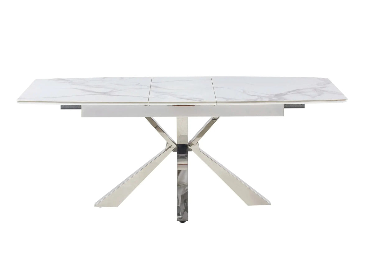 Table à manger extensible céramique marbre blanc | Solvix