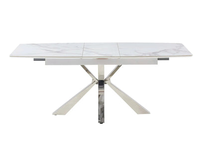 Table à manger extensible céramique marbre blanc | Solvix