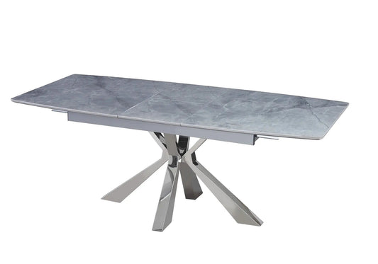 Table à manger extensible en céramique marbre gris | Solvix