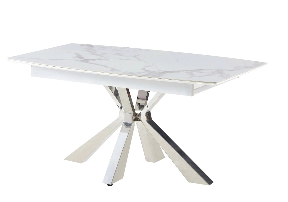Table à manger extensible en céramique marbre noir | Solvix