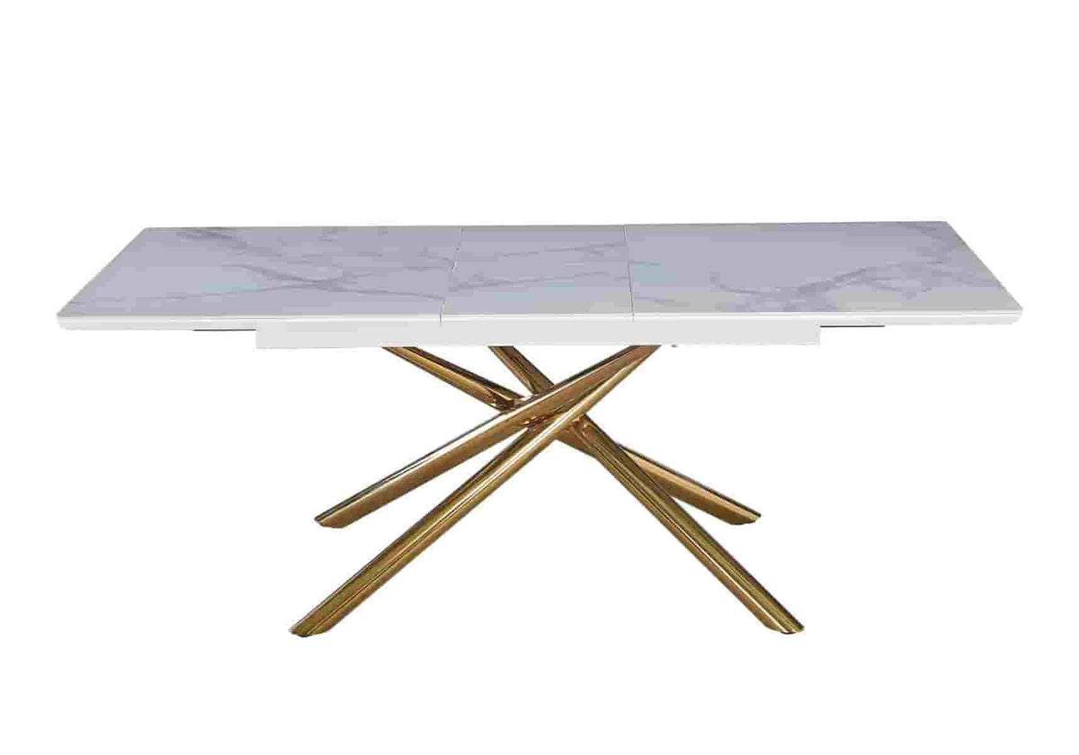Table à manger extensible céramique marbre blanc | Zyra