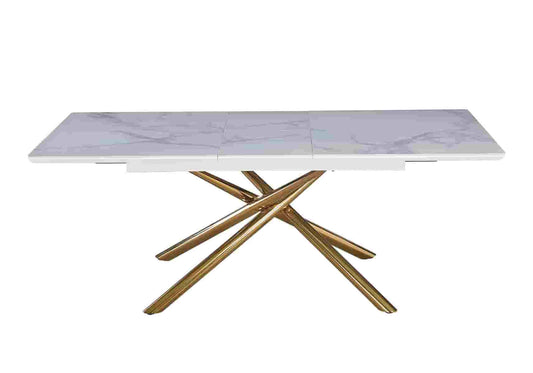 Table à manger extensible céramique marbre blanc | Zyra