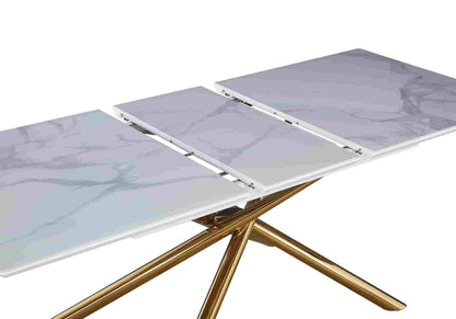 Table à manger extensible céramique marbre blanc | Zyra