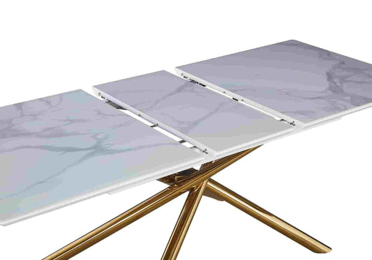 Table à manger extensible céramique marbre blanc | Zyra